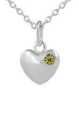 teensy catchy silver heart baby November birthstone necklace
